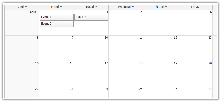 html5 javascript monthly calendar api